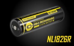 The new Nitecore NL1826R 18650 battery is a revolutionary battery designed with a built-in USB-C charging port making charging easier than ever! No more need for an extra charger as this battery can be charged directly using a standard USB-C charging cable (sold separately). Simply plug the battery into an available power source, and a red indicator light under the + pole (positive) will turn green upon completion. Alternatively, these batteries can still be charged on an external charger if desired. The NL1826R batteries are designed for powering high-drain devices such as high-output flashlights, lanterns, headlamps, and bike lights, as well as a variety of other appliances and devices. With built-in smart charging circuitry and other integrated safety features throughout, this battery will safely work in the majority of button-top compatible devices.
