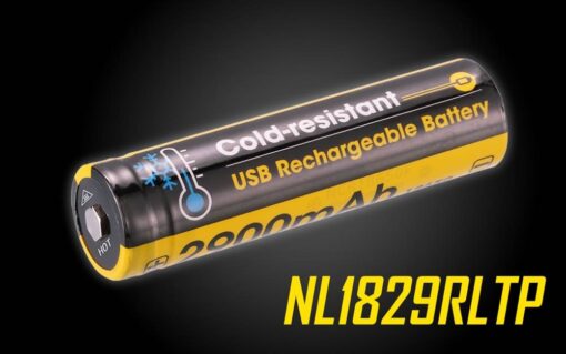 The NITECORE NL1829RLTP is a low temperature high performance 18650 battery compatible with most 18650 flashlights and headlamps. Specially designed for freezing temperatures, it's able to power electronic devices at temperatures down to -40F, making it perfect for severe cold weather applications like mountain climbing, deep sea diving, arctic exploration and more. A combination of internal and external safety mechanisms help to prevent battery damage and prolong battery life.
