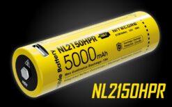 The next generation 21700 rechargeable battery from NITECORE, the NL2150HPR has an amazing 5000mAh capacity. An ideal companion for the NEW P series lights, HC35 headlamp or the E4K flashlight from NITECORE, an extra 21700 is a great back-up battery to have on hand as more electronic products and NITECORE flashlights will utilize this battery. The NL2150HPR is HP designated meaning it is compatible with flashlights that require >15A current. The NL2150HPR has a built-in USB-C port and can be charged directly with a USB-C cable or using a traditional charger like a NITECORE UI1.