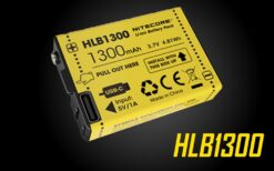 The Nitecore HLB-1300 Li-ion Battery pack is 3.7V and can be fully recharged within 1h and 50 minutes. Red and green indicator lights are built into the battery for a real-time charge status.