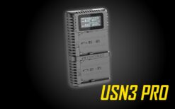 Introducing the NITECORE USN3 Pro intelligent USB dual-slot superb battery charger designed for Sony camera batteries to recharge your batteries fast, safe and efficiently. The USN3 Pro can charge two batteries simultaneously with a maximum output of 800mA in either slot when using a 2A output USB power adapter. When the charger is connected to a quick charge (QC) power adapter, the screen will show Quick Charge and a single slot will achieve a max output of 1200mA. The USN3 Pro supports various battery types (Sony NP-FM500H, NP-F730,NP-F750, NP-F550, NP-F970, NP-F770) and camera models (a99 II, a77 II, a99, a68).