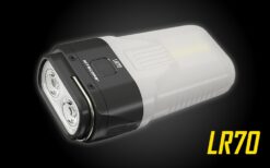 The Nitecore LR70 is a versatile 3-in-1 camping lantern, flashlight, and power bank. When used as a flashlight, it is capable of producing up to 3000 lumens and providing a throw distance of up to 328 yards, making it ideal for camping and outdoor activities.