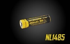 The Nitecore NL1485 is an 850mAh 14500 rechargeable button-top battery designed for use in high drain devices like the NITECORE EA11 and other high performance flashlights and headlamps. This battery has advanced safety features like a microporous barrier protecting internal components and nickel plated stainless steel protectors offering external protection. High performance internal circuitry prevents overcharge, over-discharge and short-circuiting to keep you and your devices safe.