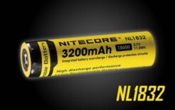The high-performance NITECORE NL1832 (NL188) rechargeable battery is specially designed for high-drain devices like the NITECORE TM series and other high-power LED searchlights and tactical flashlights.