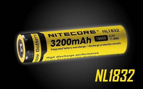 The high-performance NITECORE NL1832 (NL188) rechargeable battery is specially designed for high-drain devices like the NITECORE TM series and other high-power LED searchlights and tactical flashlights.